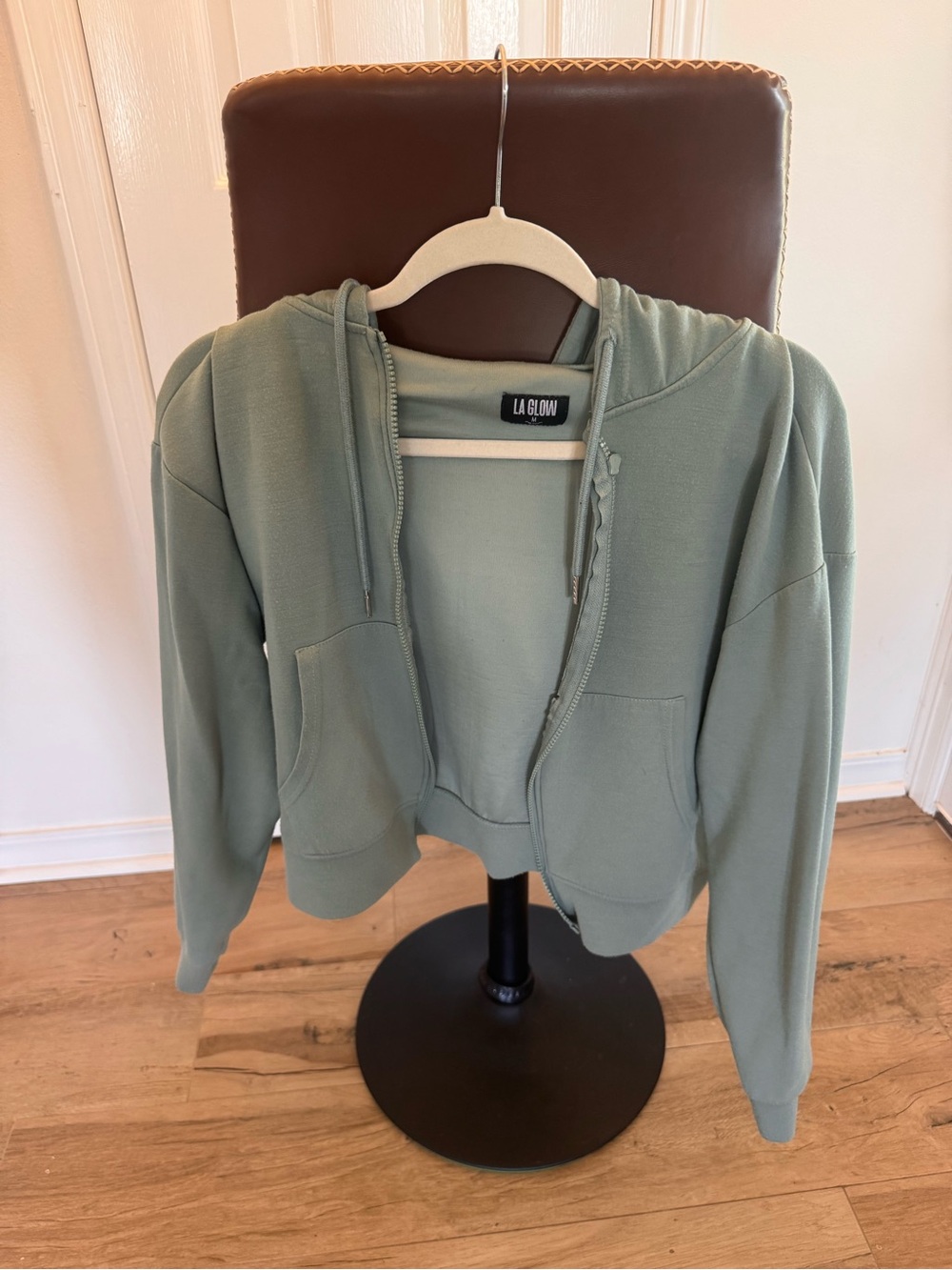 LA GLOW Sage Green Zip-Up Hoodie